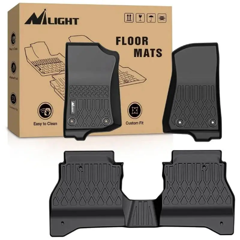 Nilight Custom Fit TPE Floor Mat Set for 2020-2025 Jeep Gladiator JT Series, Debris Guard, Includes Clips