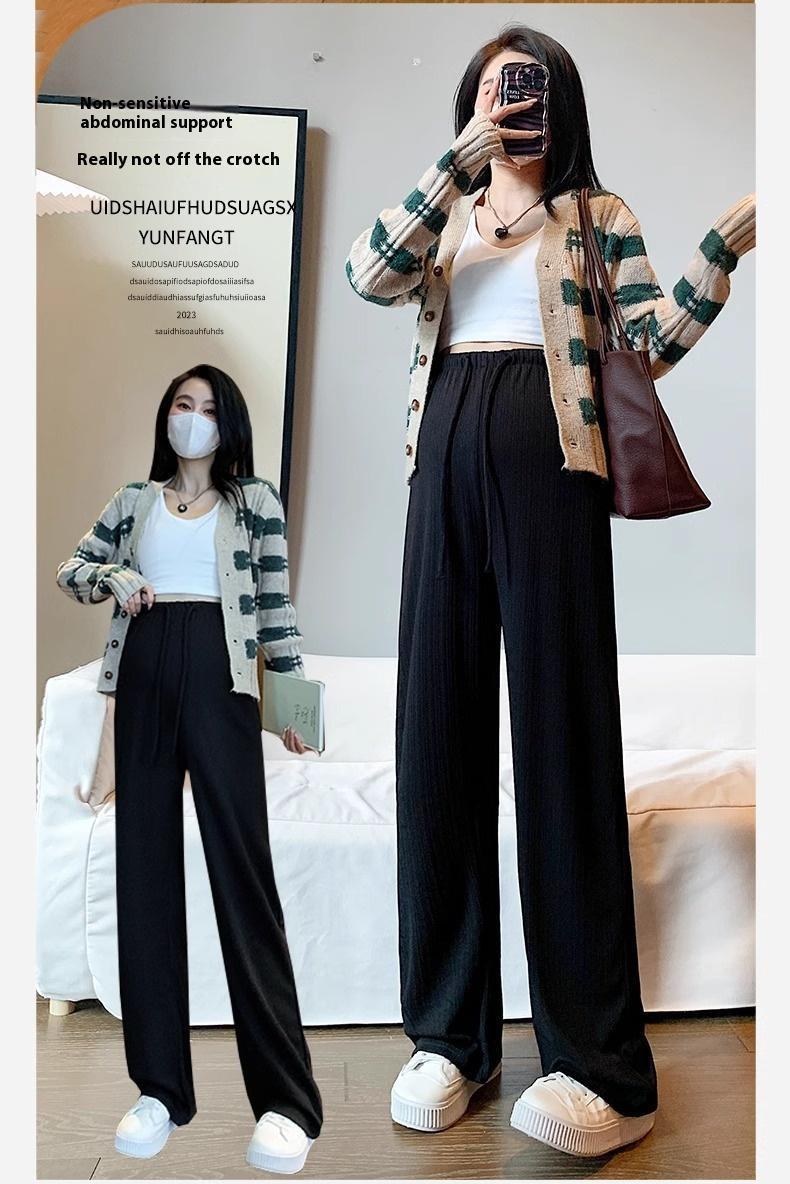 New Maternity Pants Spring and Fall Summer Petite No Toddler Drawstring Straight Pants Wide Leg Pants Pants Maternity Wear