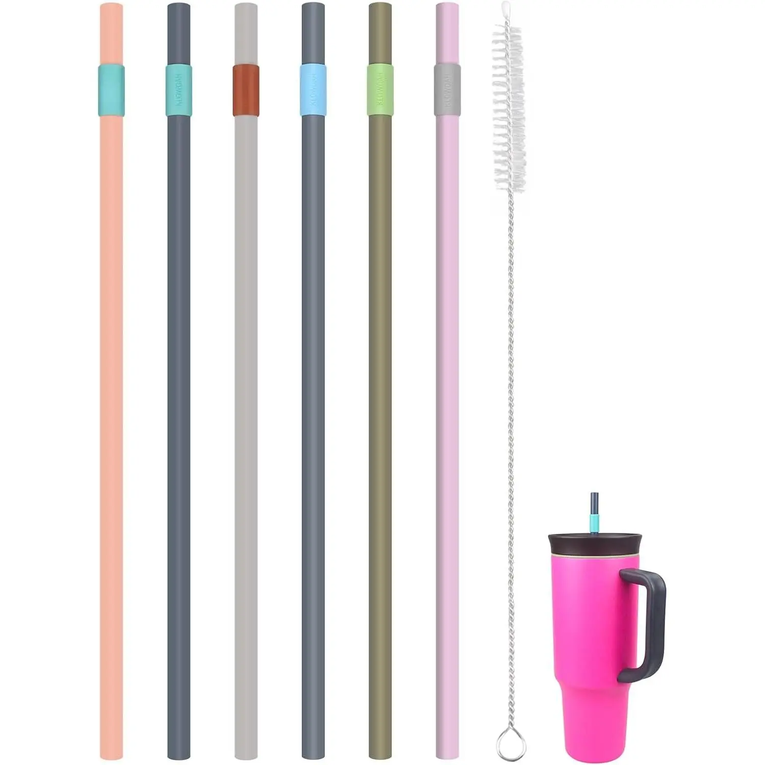 Straws for  40oz Tumbler, with 1 Brush,6 Pack (6 Colours)
