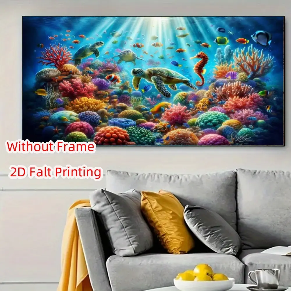 Large Size Ocean Animal Diamond Painting Craft Kit, DIY Full Round Diamond Art, Home Decor for Living Room, Bedroom, Hallway, Perfect Gift