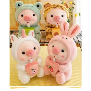 Cute  Pig Plush Toy  Cartoon Animal Transformation Stuffed Doll, Kawaii Frog Plushie, Soft Hugging Pillow Gift Gifts for girls