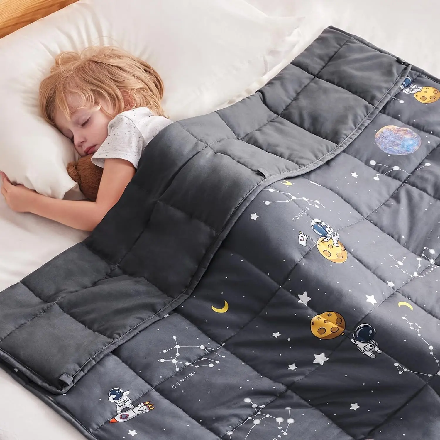 Weighted Blanket Kids (36"x48" 5lbs), Weighted Blanket Cooling Blanket for Resting,Throw Size Breathable Blanket with Premium Glass Bead(Space Grey)