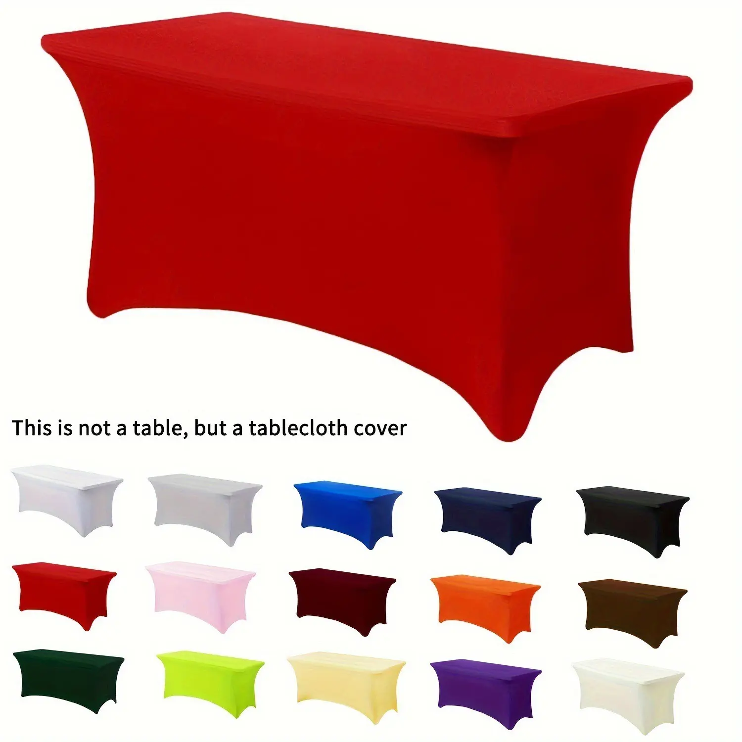 1pc Full Coverage Elastic Tablecloth, Stretch Edge, Wrinkle-Resistant, Washable, Easy Clean, Durable, Modern Table Cover, Rectangular, Solid Color