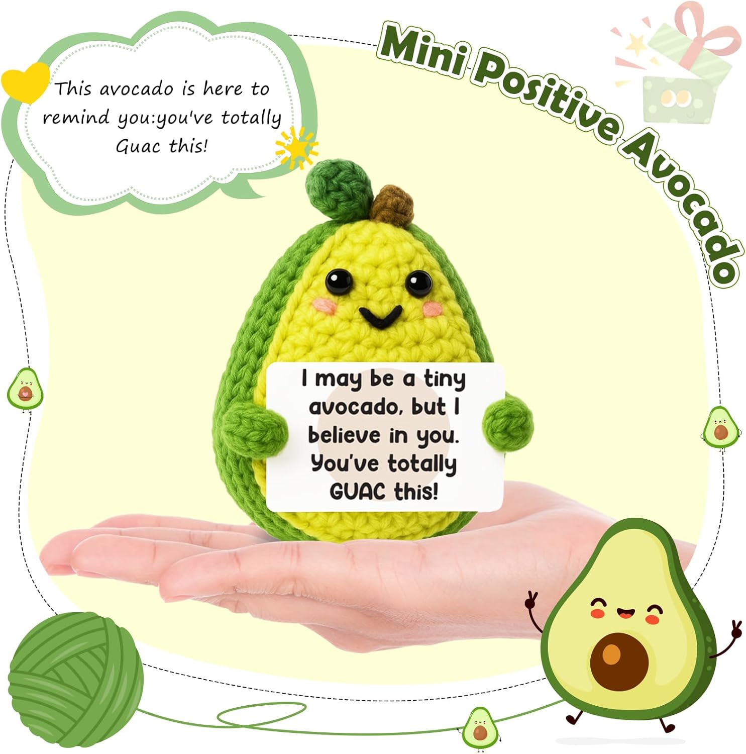 Handmade Crochet Animals with Positive Encouragement Messages, Cute Emotional Support Plush Companions, Soft Mood-Lifting Stuffed Toys for Tough Days, Sweet Loving Gifts for Loved Ones, Heartwarming Encouragement Presents