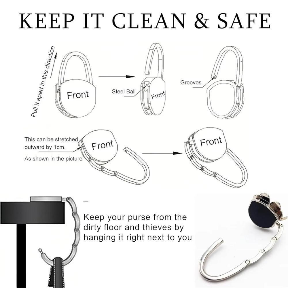 Clover Foldable Purse Hook, Portable Handbag Holder for Table