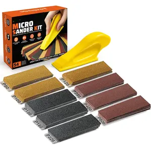 54PCS Premium Micro Sander, Detail & Mini Sander Block – Precision Small Hand Sanding Tool, 80–800 Grit Sandpaper Kit, 3-in-1 Set  Wood, Crafts, Furniture, Tight Spaces & DIY Projects New model