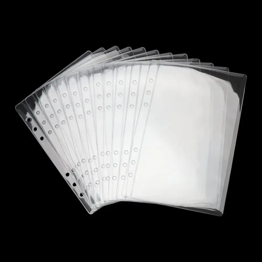 A5 Binder Pockets 12 count Clear PVC Binder Pouches 6 Holes Zipperless Side Open  Budget Envelopes  Document Filing Bags for A5 Binder Protectors Photos,  Organize