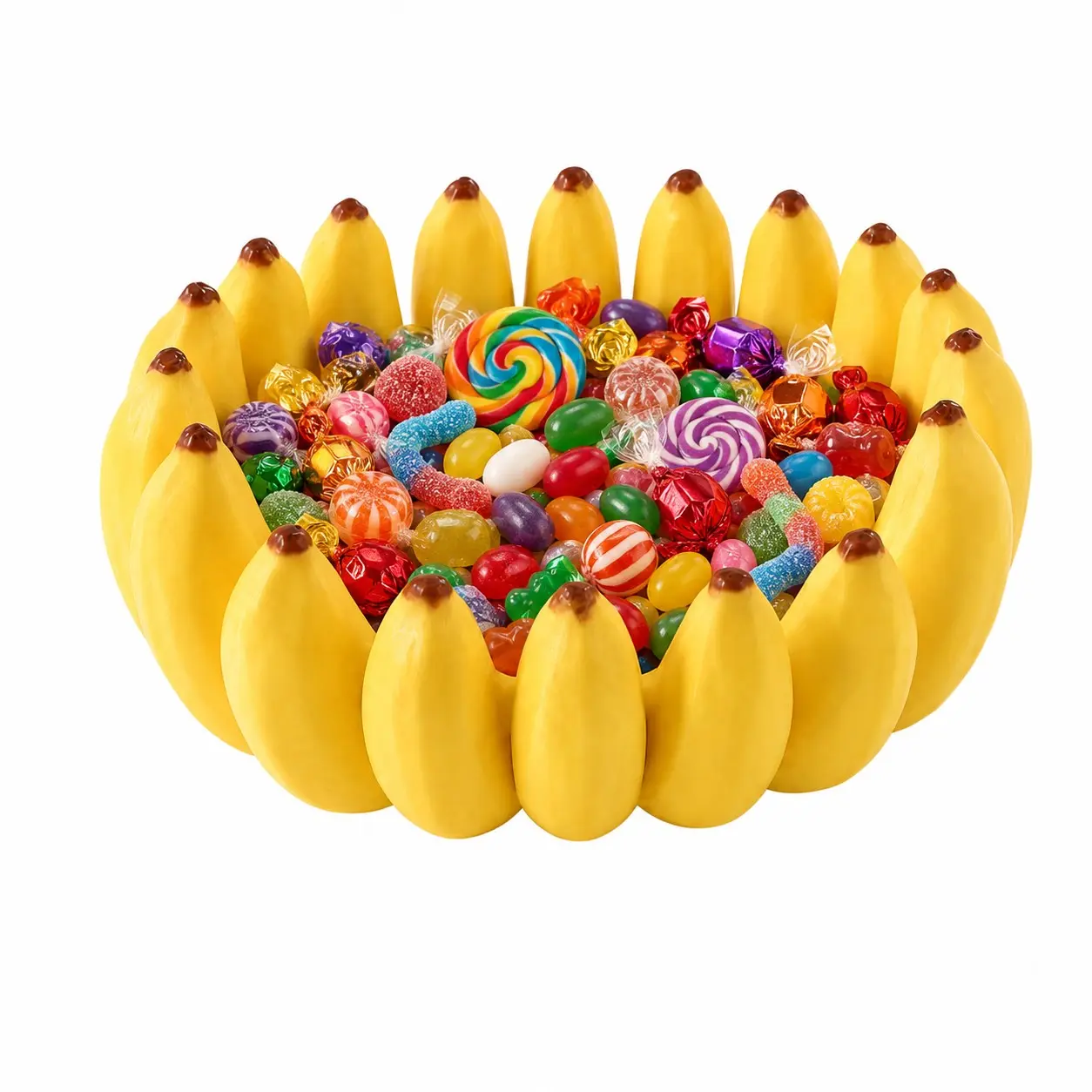 3D Printed Banana Theme Fruit Candy Serving Tray Sweet Treat Holder for Kitchen Counter or Desk, Office Snack Decorative Plate, Plastic Dessert Plates