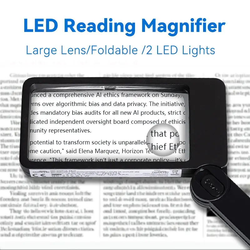 LED Handheld Magnifying Glass | 6cm Large Lens Reading Magnifier with Comfortable Handle for Books, Newspapers, Repair, Inspection & Daily Use Book Accessories  MAGNIDOG