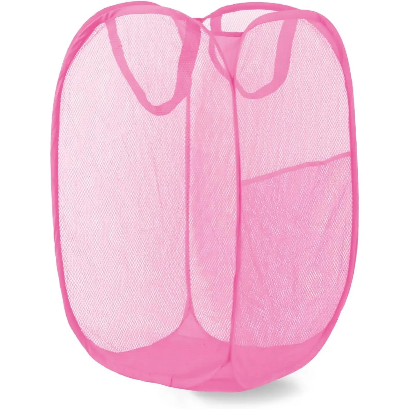 Pop Up Laundry Hamper, Mesh Laundry Basket Collapsible, Foldable Hamper for Travel and Storage (Pink)