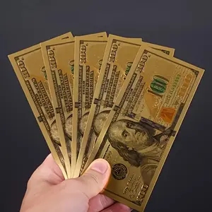1pc Plastic Golden Foil Us Dollar Replica, Commemorative Collection, Home Decor Statue, Party Favor, Collectible Gift