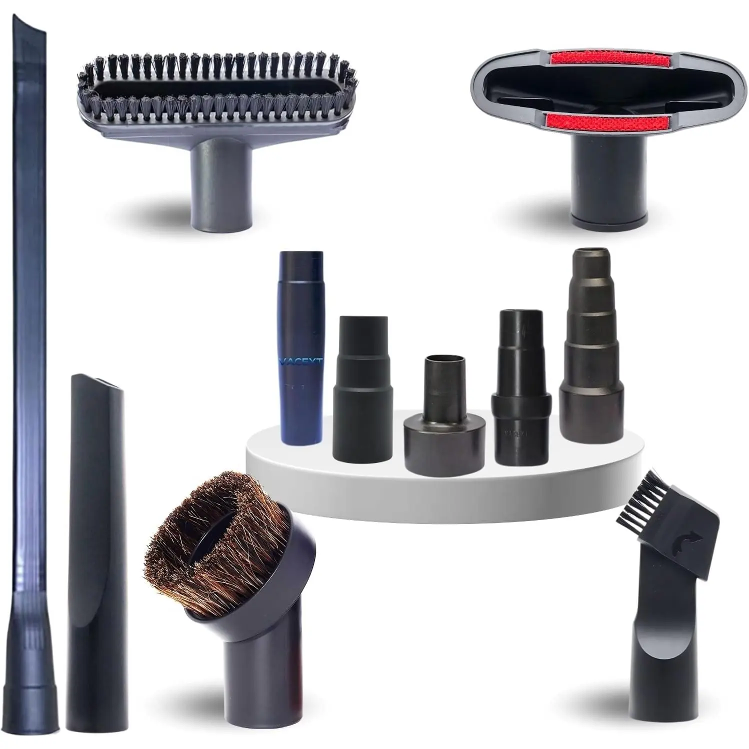 Replacement Vacuum Attachments & Brushes plus Universal Adapter Kit Compatible with Shop Vacs 2-1/4'' 1-7/8'' 1-3/8'' 1-1/4 Inch- Flexible Vacuum Crevice Attachment Tool for Shop Vac Accessories