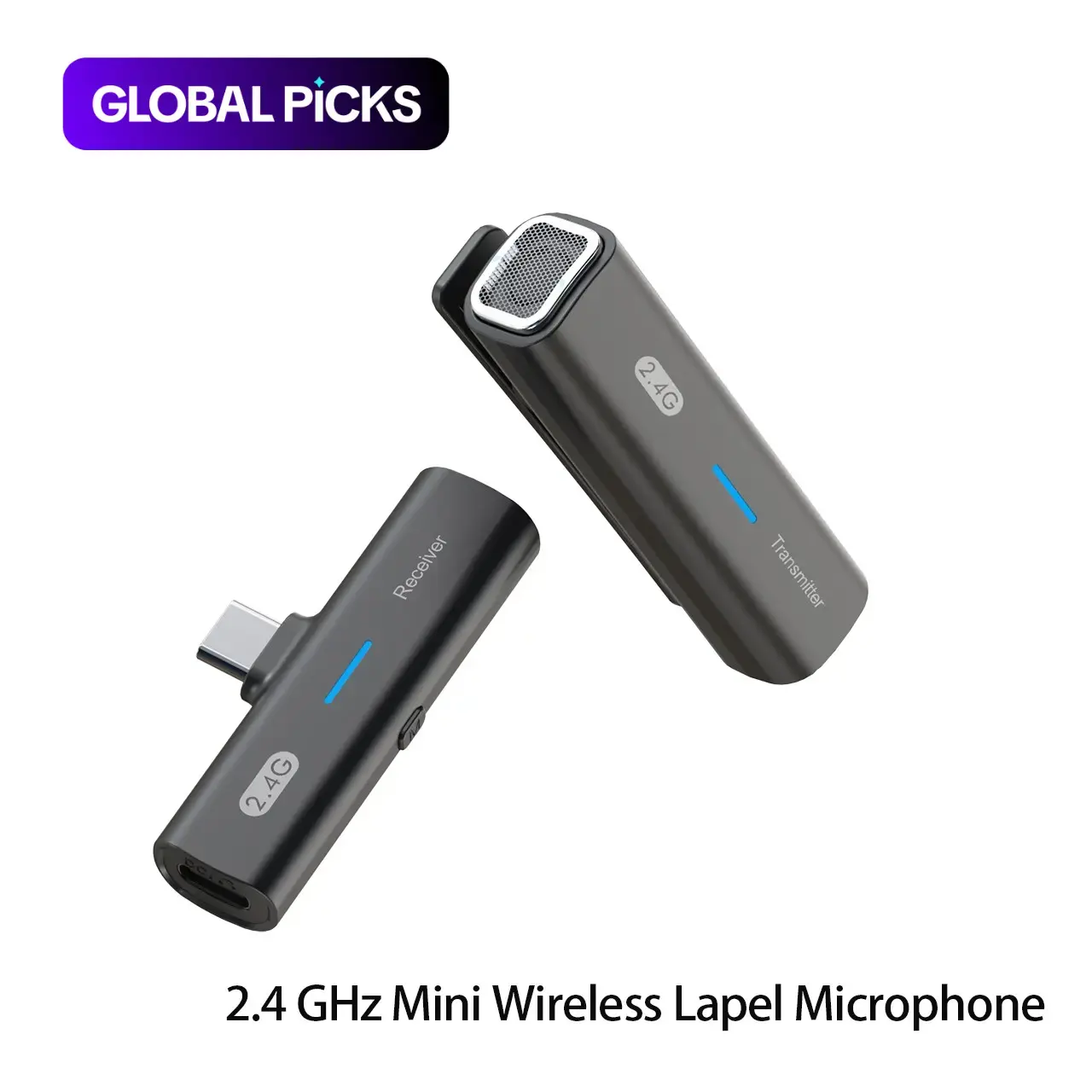 Wireless Lavalier Microphone, Portable Dual-Input Mobile Audio Recorder for TikTok and Vlogs, Compatible with iPhone and Android, 2.4 GHz Plug-and-Play Rechargeable Lapel Mic with Long-Range Operation and No Frequency Interference #GLOBAL PICKS