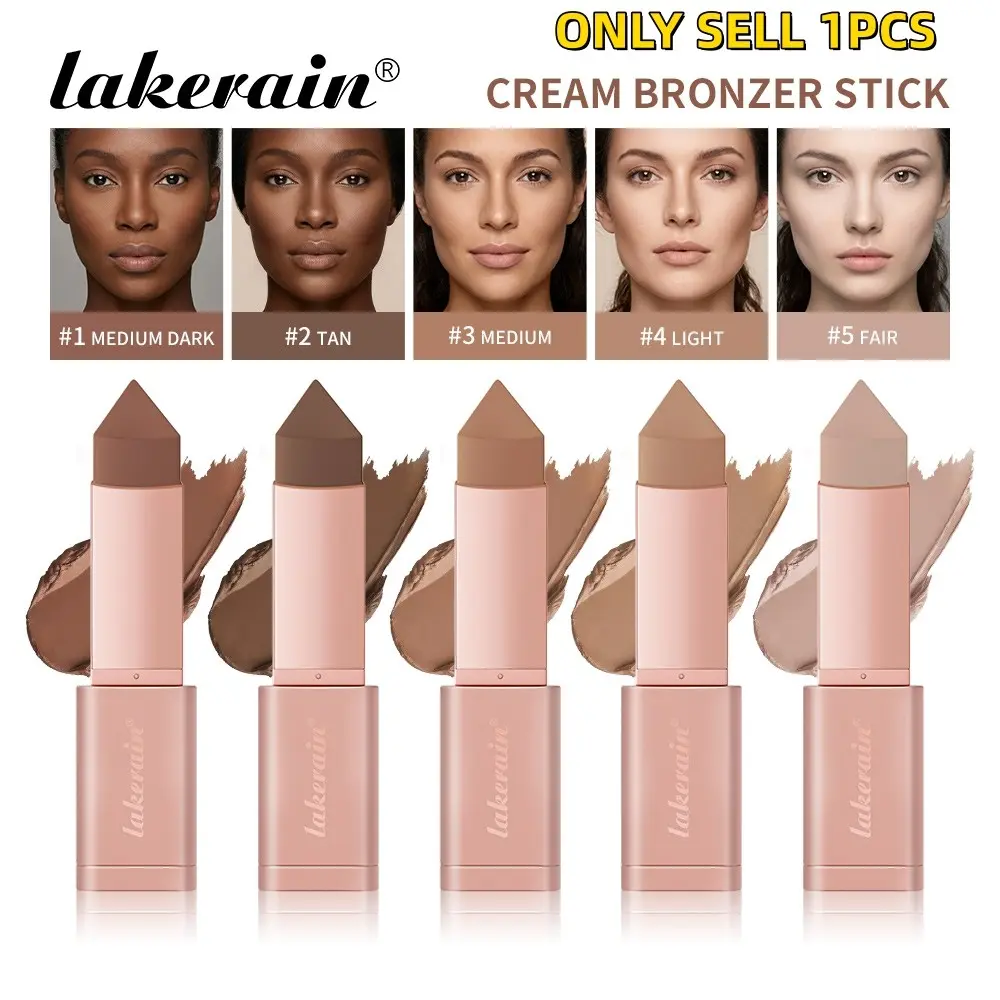 Cream Bronzer Stick, Beauty Bronzer Makeup, Highly Pigmented & Blendable 2-in-1 Bronzing & Contouring Stick, Creamy Formula Glides Smoothly, Triangle Tip for Easy Application, Ideal for All Skill Levels to Create Sculpted Looks, Bronzed Glow Up