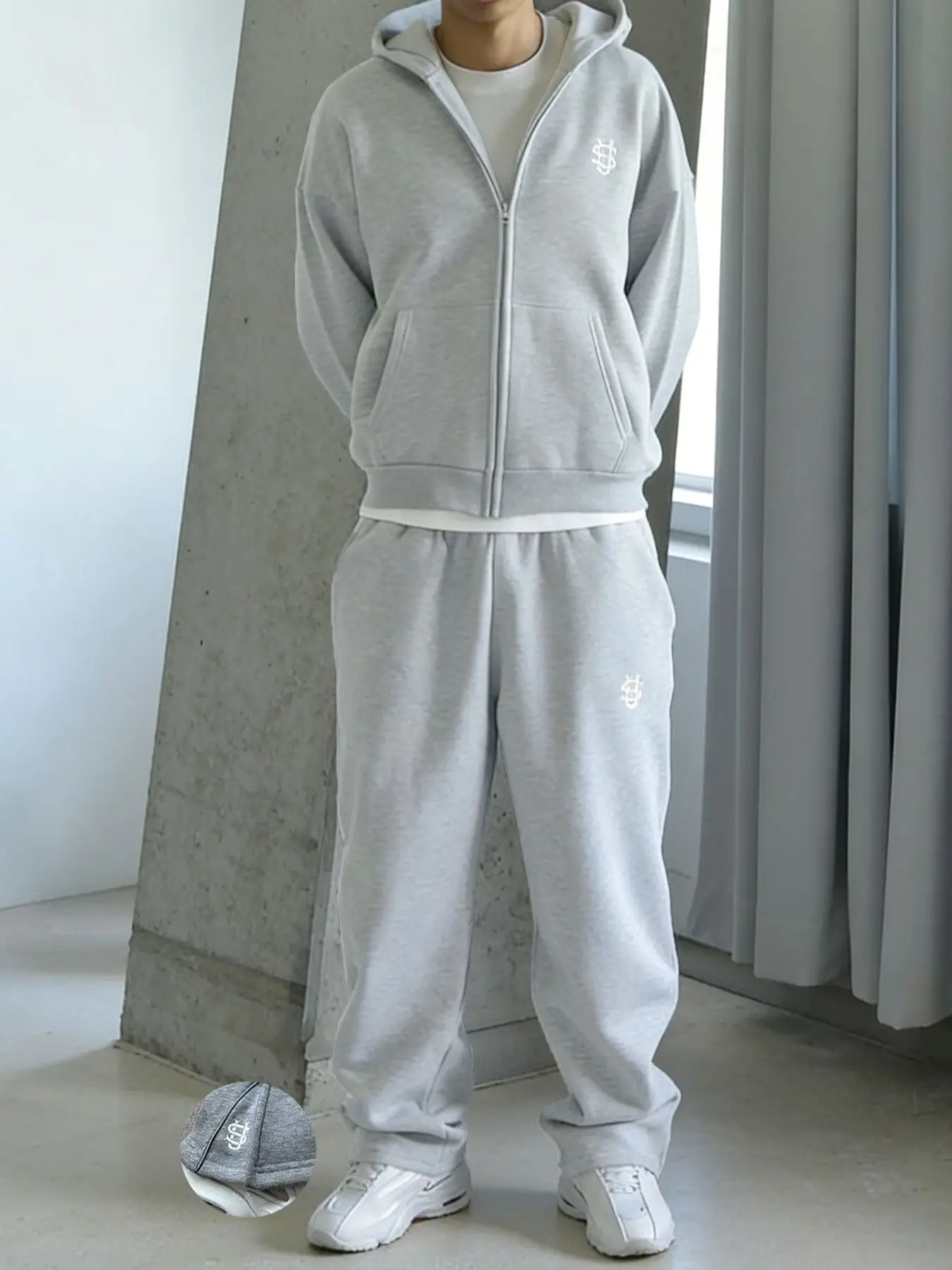 Men's New Letter Embroidery Zipper Casual Set, Y2K Harajuku Style Unisex Retro Hoodie + Pants, Heavyweight Fleece Fabric, Sweatshirt Sets