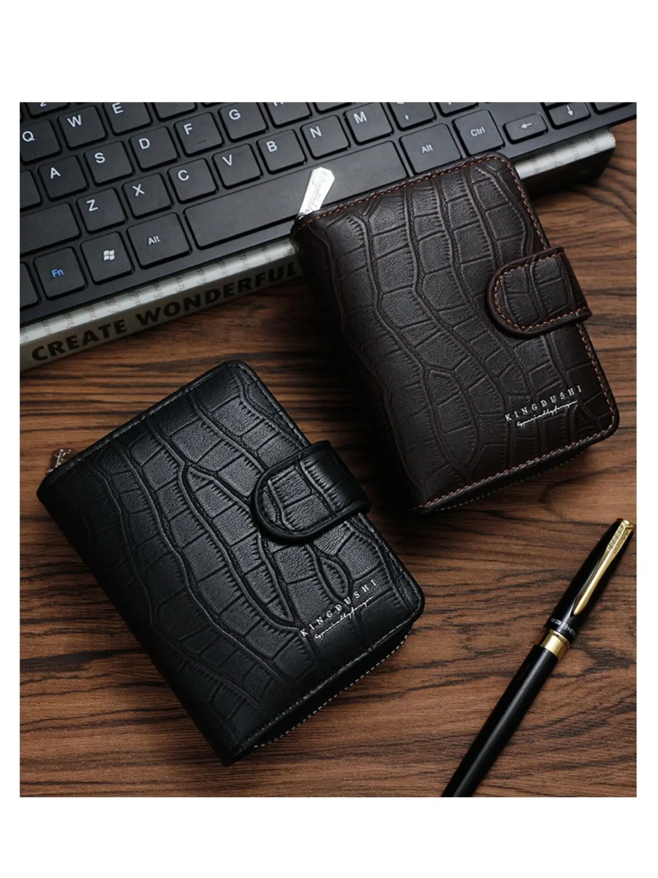 Men's Vertical Wallet with Stone Pattern, Large Capacity Zipper Closure, Multi-Card Holder, Coin Pouch, Trendy Accessory