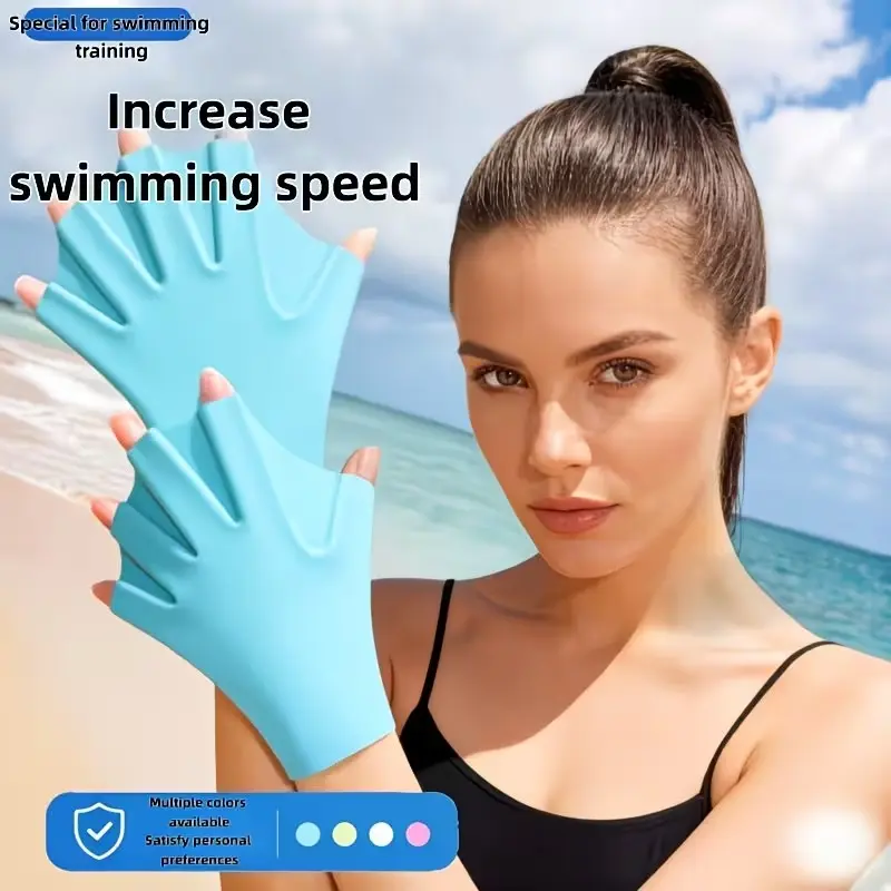 1 Pair Silicone Swimming Hand Fins, Universal for Adults & Kids, Training Hand Paddles, Multiple Colors Available, Improve Stroke Power, Portable & Easy to Store, Unisex Swim Webbed Gloves, Water Sports Training Gear, Must-Have Swimming Equipment