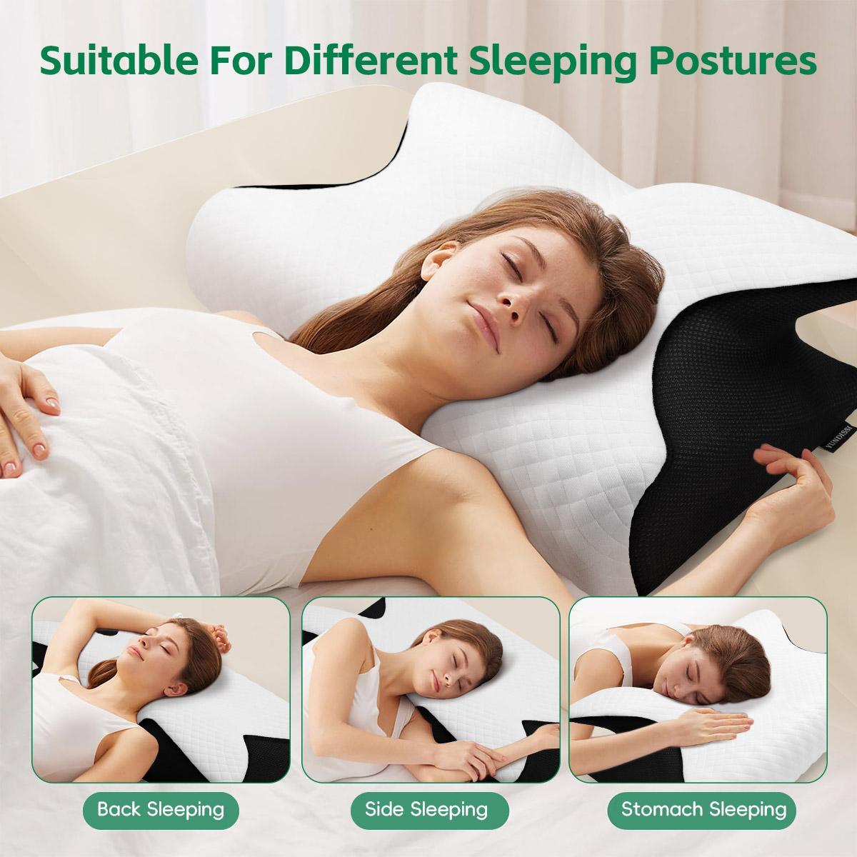 Memory Foam Neck Pillow, 1 Count Breathable Orthopedic Ergonomic Memory Foam Neck Pillow, Comfortable & Supportive Sleep Pillow for Side & Back Sleepers