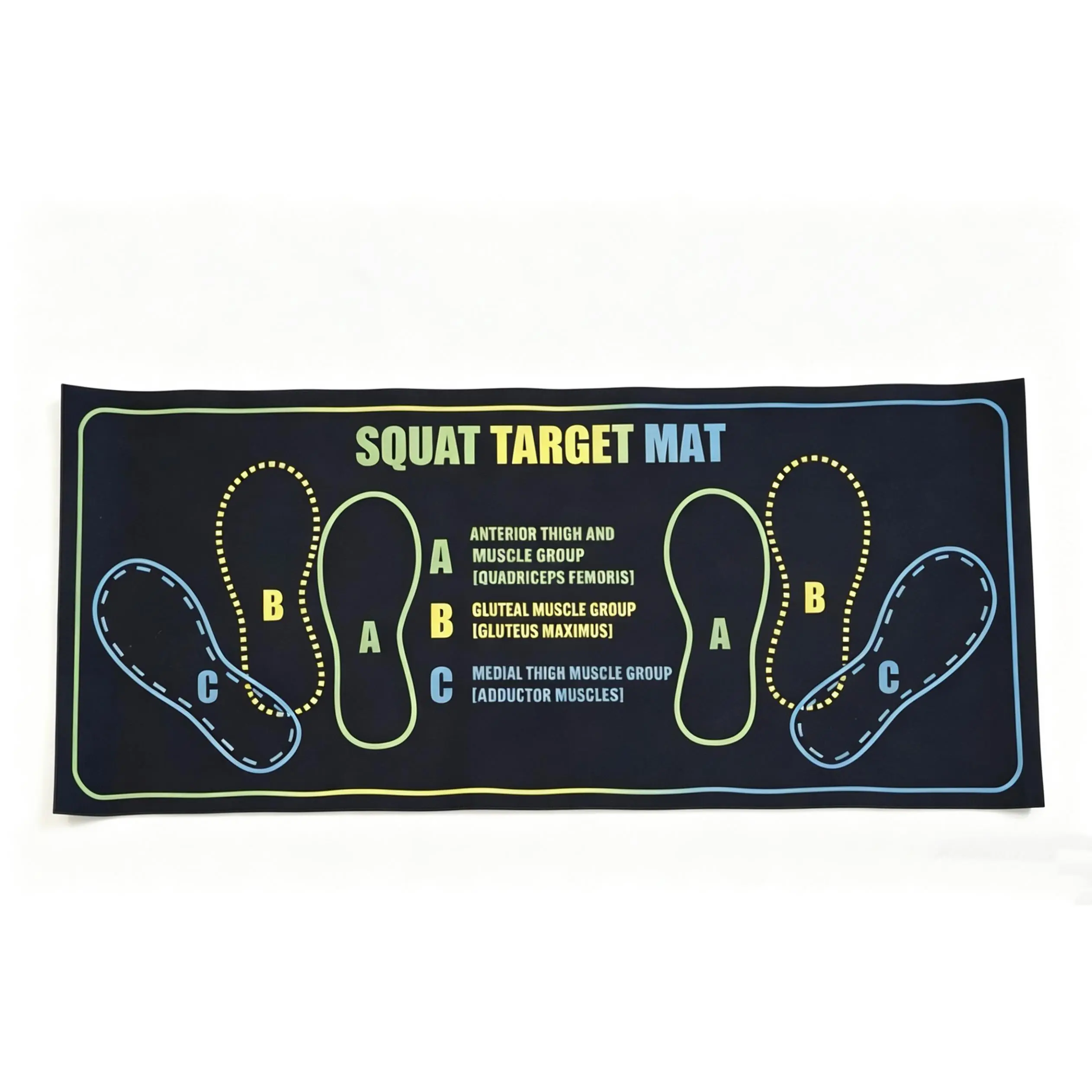 31.5x13.8 inch Squat Guide Mat with Foot Position, Home Fitness Squat Mat for Correct Posture and Joint Protection, Portable Diatomaceous Earth Exercise Mat with Resistance Band for Full Body Workouts, Indoor, Foot Markers, Leg Workouts, Unisex, Compact