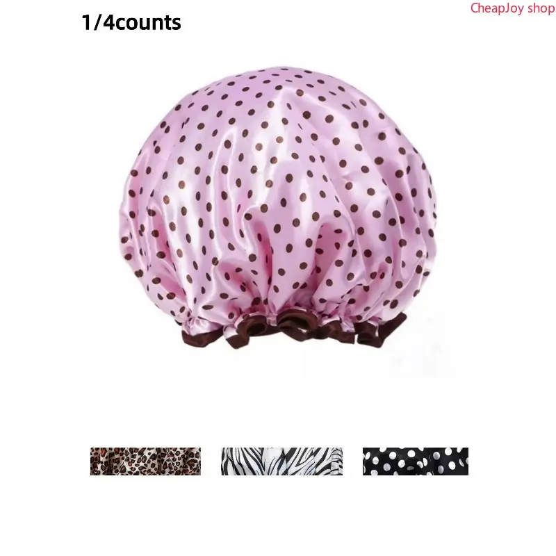 2026 4 Pieces Shower Cap Set For Women, Elastic And Reusable, Cartoon Hair Bath Caps, Double Waterproof Layers Bathing Hat Sleep Bonnet