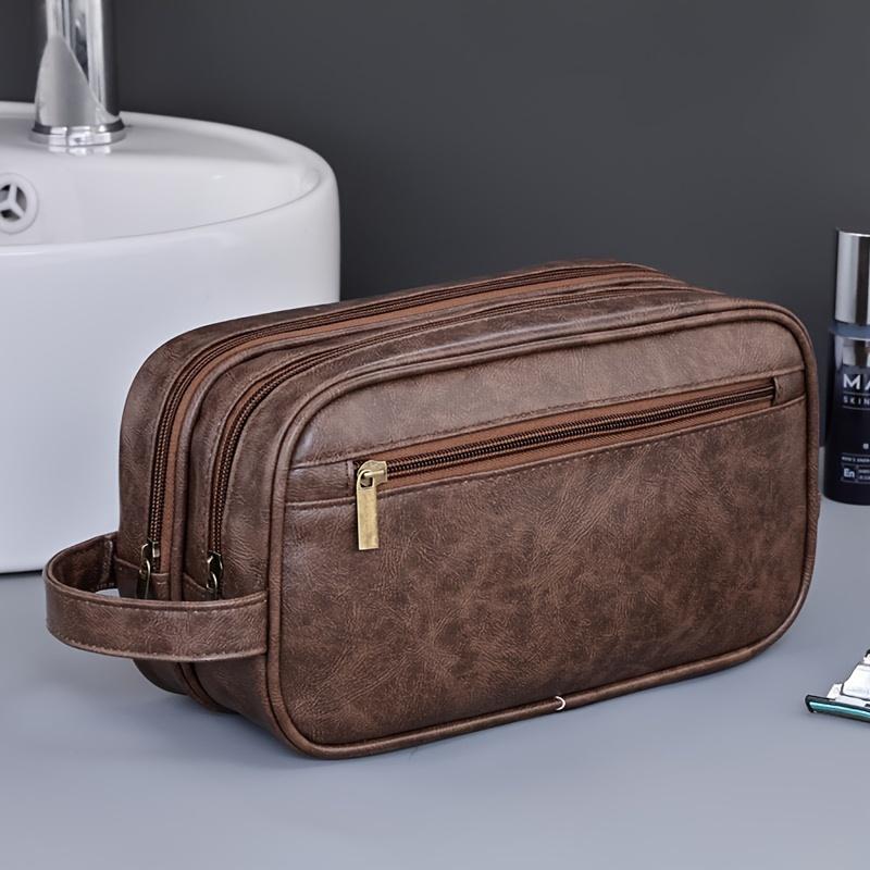 Men's toiletry bag, sports business travel PU leather toiletry bag, casual men's handbag