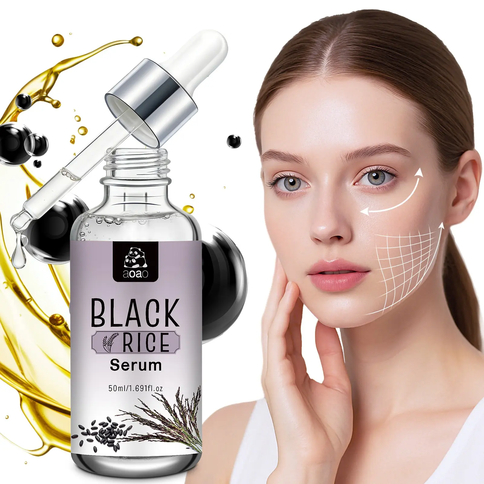 Rice Essence Serum, Locks Moisture, Softens Skin, Brightens, Smooths, Hydrates, Facial Serum 50ML, Moisturizing Face Care