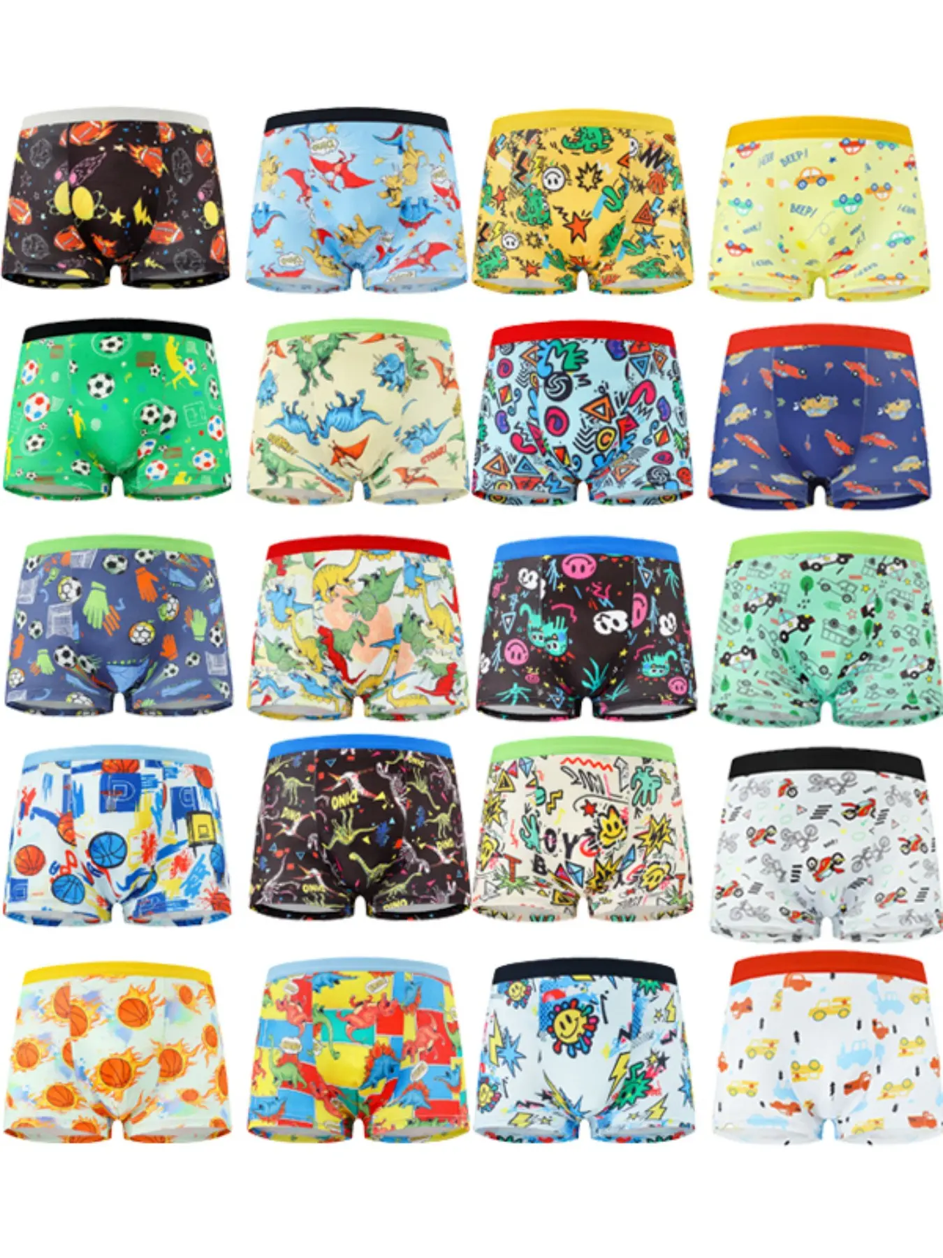 New Comfortable Boys' Underwear Set of 20, Fashion Print, Soft Fabric, Perfect Fit, Ideal for Daily Wear, All Seasons, Under Clothing