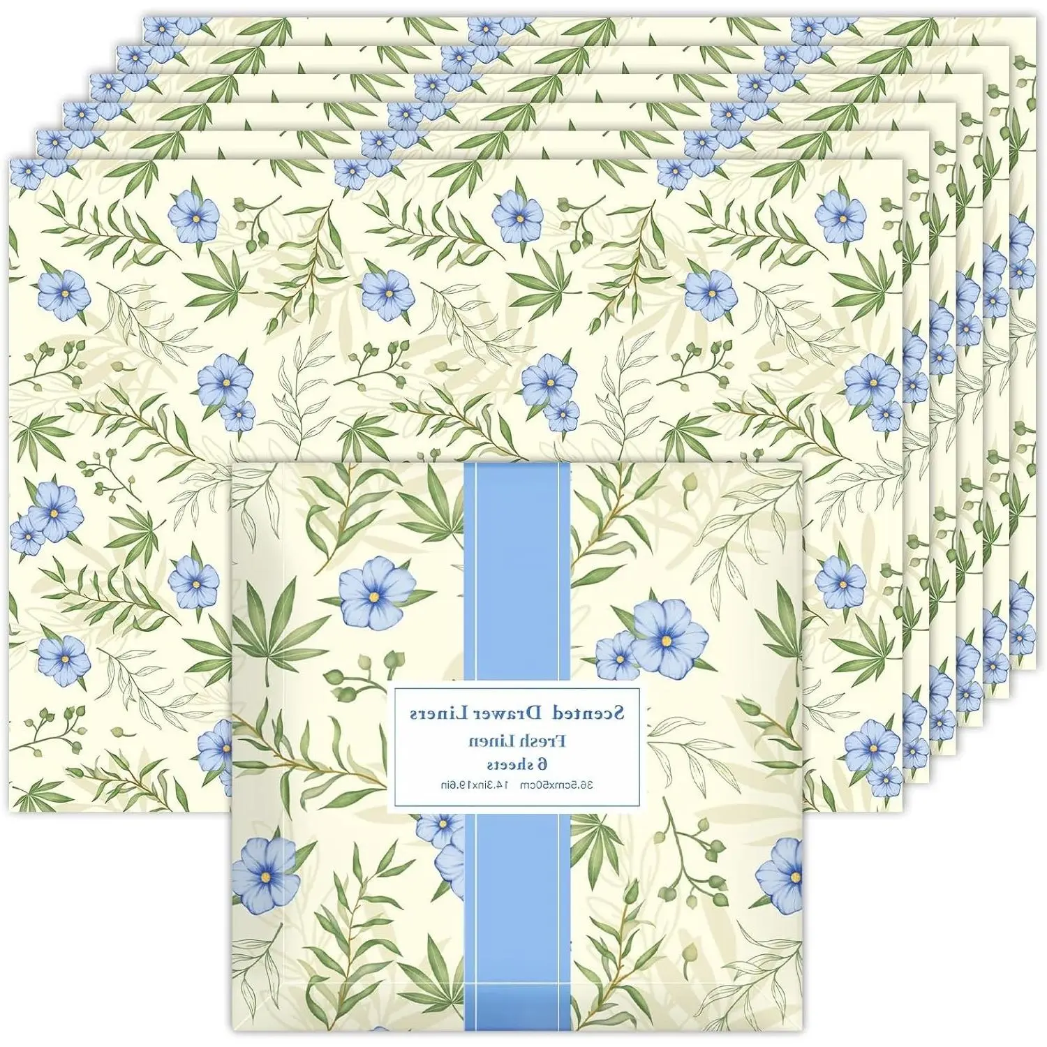 Fresh Linen Scented Drawer Liners for Dresser, 6 Sheets, 14.3 x 19.6 Inches – Shelf Paper for Bedroom Drawers, Closets & CupboardsGift