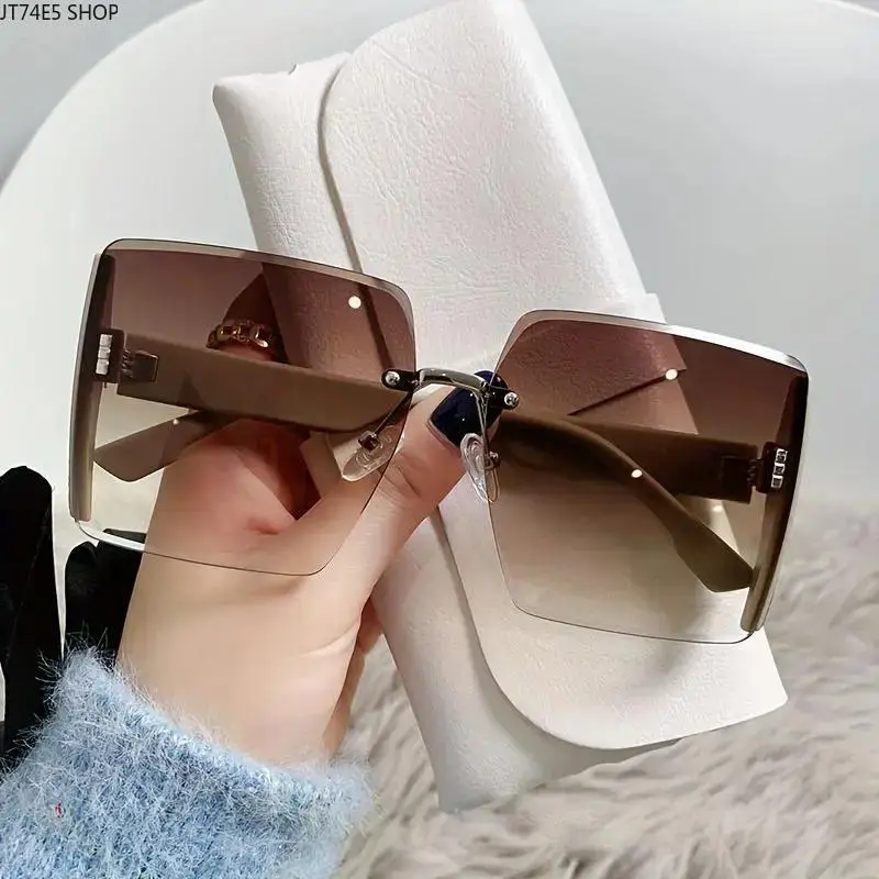 Women's Retro Polarized Sunglasses - Semi Rimless Colorful Oversized Polyamide Frame, HD UV-Protection Blue Light Blocking Lenses, Durable Lightweight Vintage Fashion Shades for Travel, Casual Outdoor Use