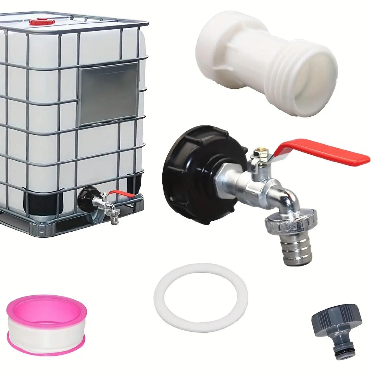 IBC Tank Accessories, IBC Tank Outlet Tap, Tap Fittings, Extension S60 x 6 Coarse Thread, 1000 Litre Tank Valve for Water Butt, Irrigation, Watering for Garden, Watering Systems, Water Tank Accessories, Outlet Tap (1/2 Inch)