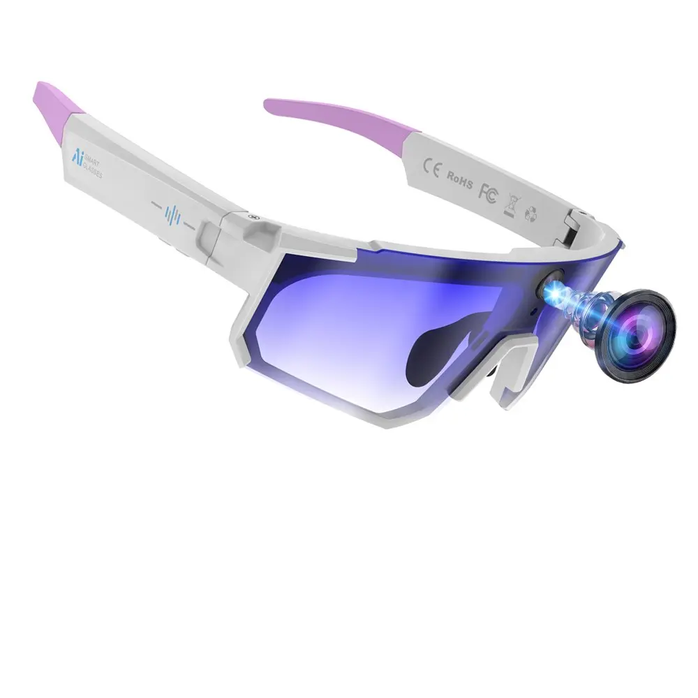 Sport Smart Glasses, with 8MP Anti Shake Camera, Photo and Video Shooting ,One Click Recording, 290Mah Battery ,AI Real Time Translation,Music Playback, Bluetooth Calling, WiFi Transfer