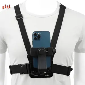 Outdoor Sports Adjustable Rubber Chest Mount Accessory - Hands-Free Strap Holder for Cellphones, Mobile Phones & Cameras