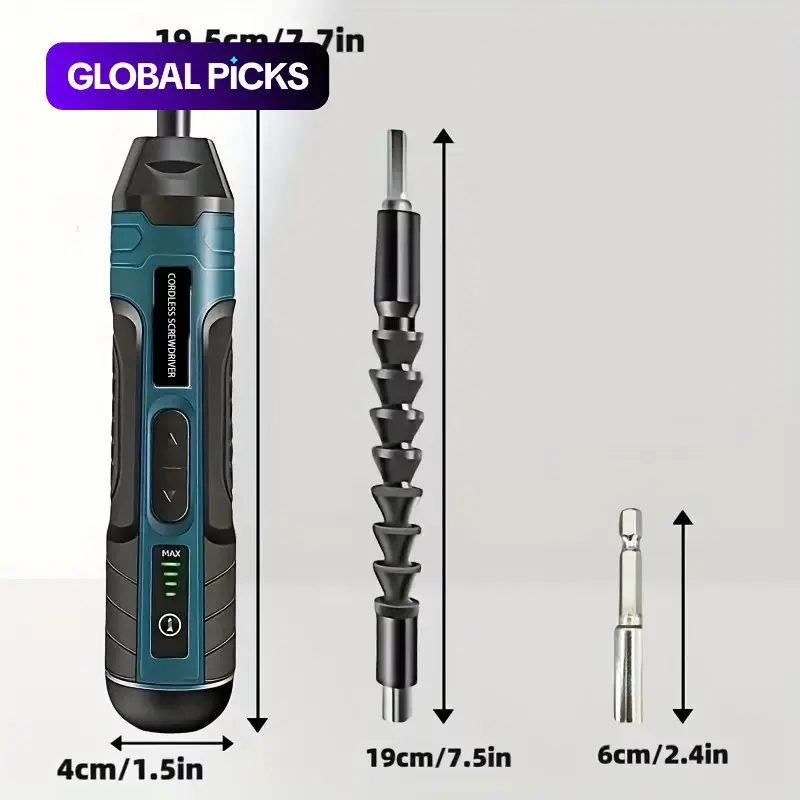 Single 3.7V Adjustable Torque Cordless and Rechargeable Electric Screwdriver, Rechargeable Tools 5N.M Portable Multi-Function Household Screw Driving Power Tool #GLOBAL PICKS