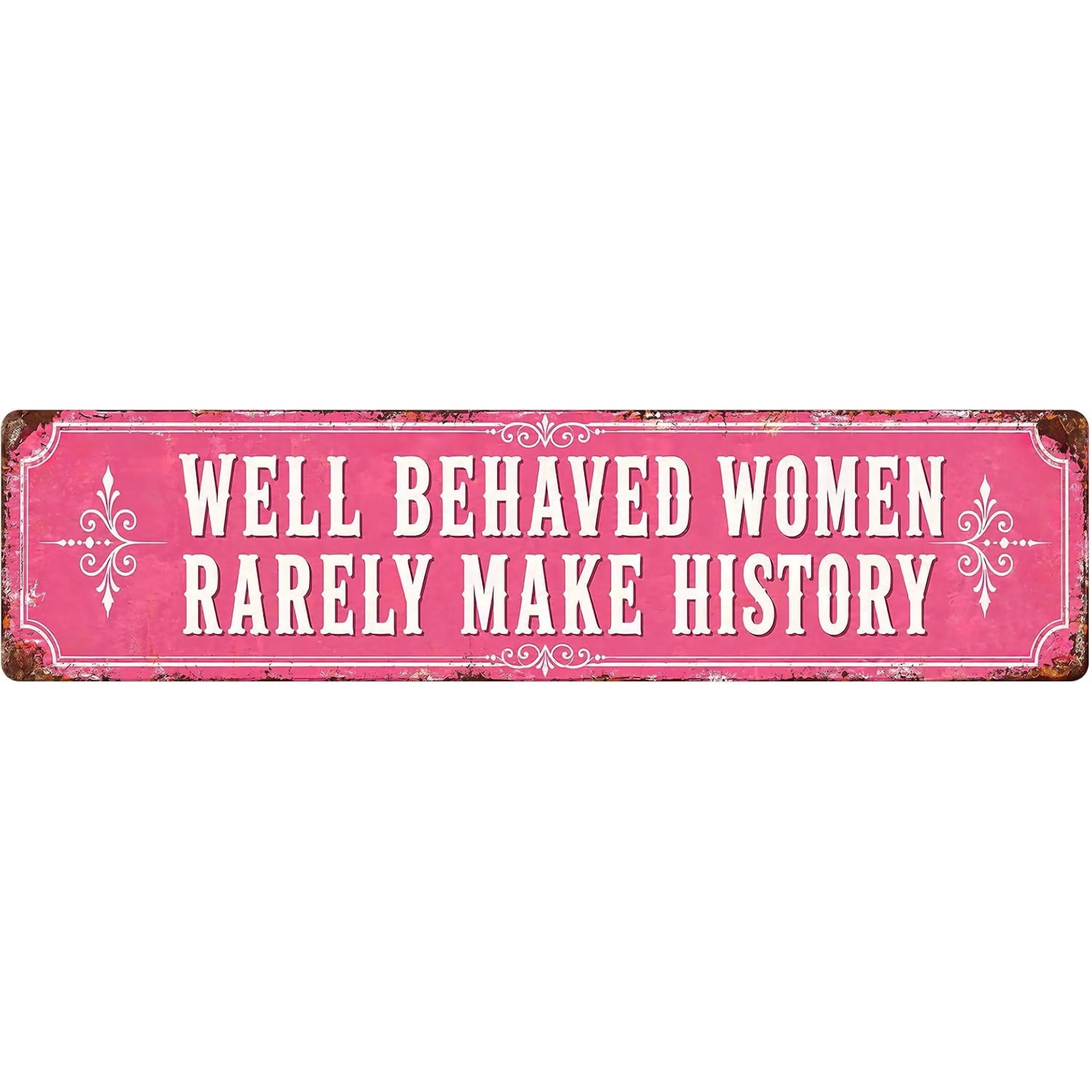 Pink Inspirational Aluminum-Tin Metal Sign, Vintage Quote Halloween Kitchen Wall Decor, Rustic Plaque Gift for Office 4x16 in
