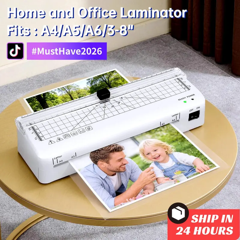 A4 Laminating Machine with Integrated Cutter 60s Warm-Up Never Jam Technology Safe Reliable Mini Laminator for Photos Docs Cards Tags Blue Pink Portable Lightweight 0.8kg Compact Design
