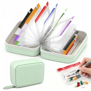 A8 Waterproof Pill Pouch Set, Large Weekly Pill Organizer with 14 Color-Coded Medicine Pouches, Reusable Travel Medicine Organizer, Zippered Pill Storage for Fish Oils, Vitamins, Travel Pouch Organizer