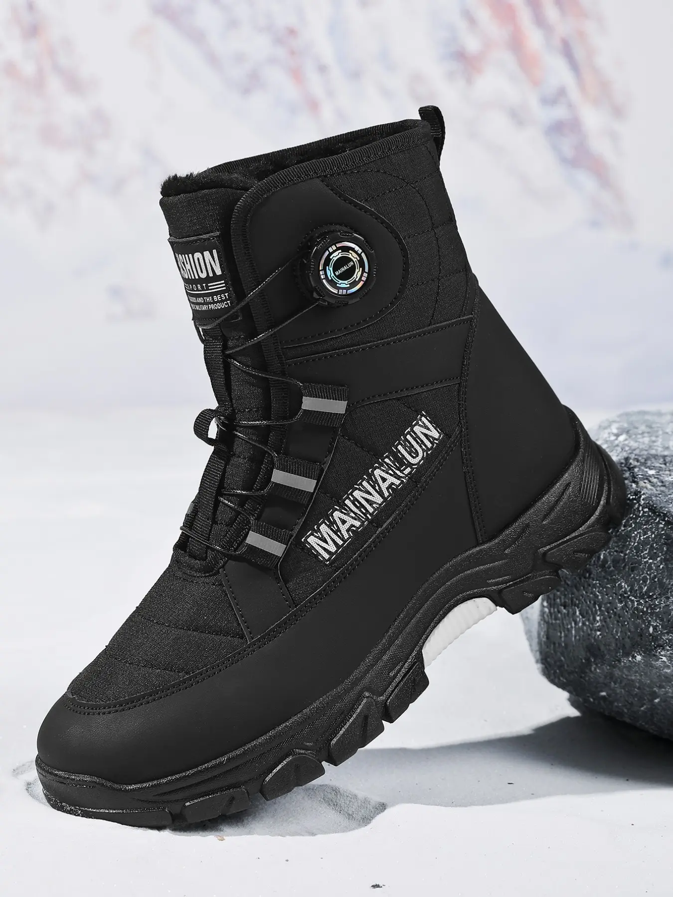Men's Outdoor Winter Snow Boots, Lace-Up Ankle Support, Non-Slip PVC Sole, Ideal for Cold Weather, Hiking, Daily Use, Durable Design, Ankle Casual Boots