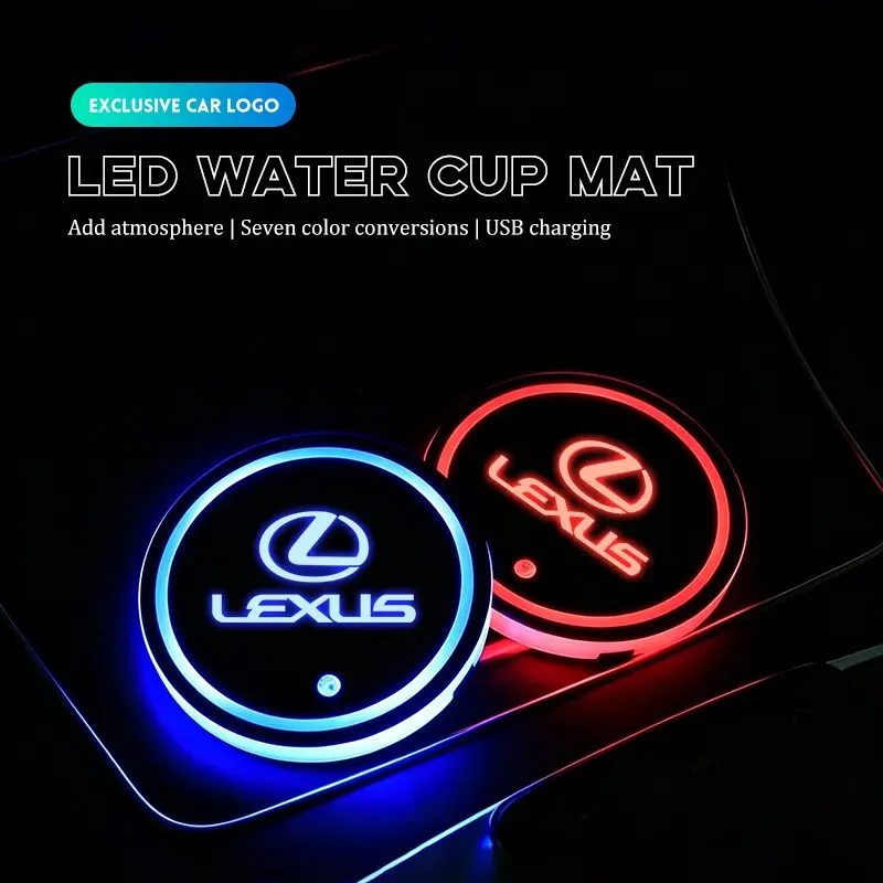 7 Color LED Car Cup Holder Light Luminous Coaster Water Cup Pad For Lexus LS LC RZ IS350 ES300 GS350 CT200h GX460 LX570 RX500h NX300 UX260 LM300 RC350 GS250 GS450h ES200 IS300 IS500