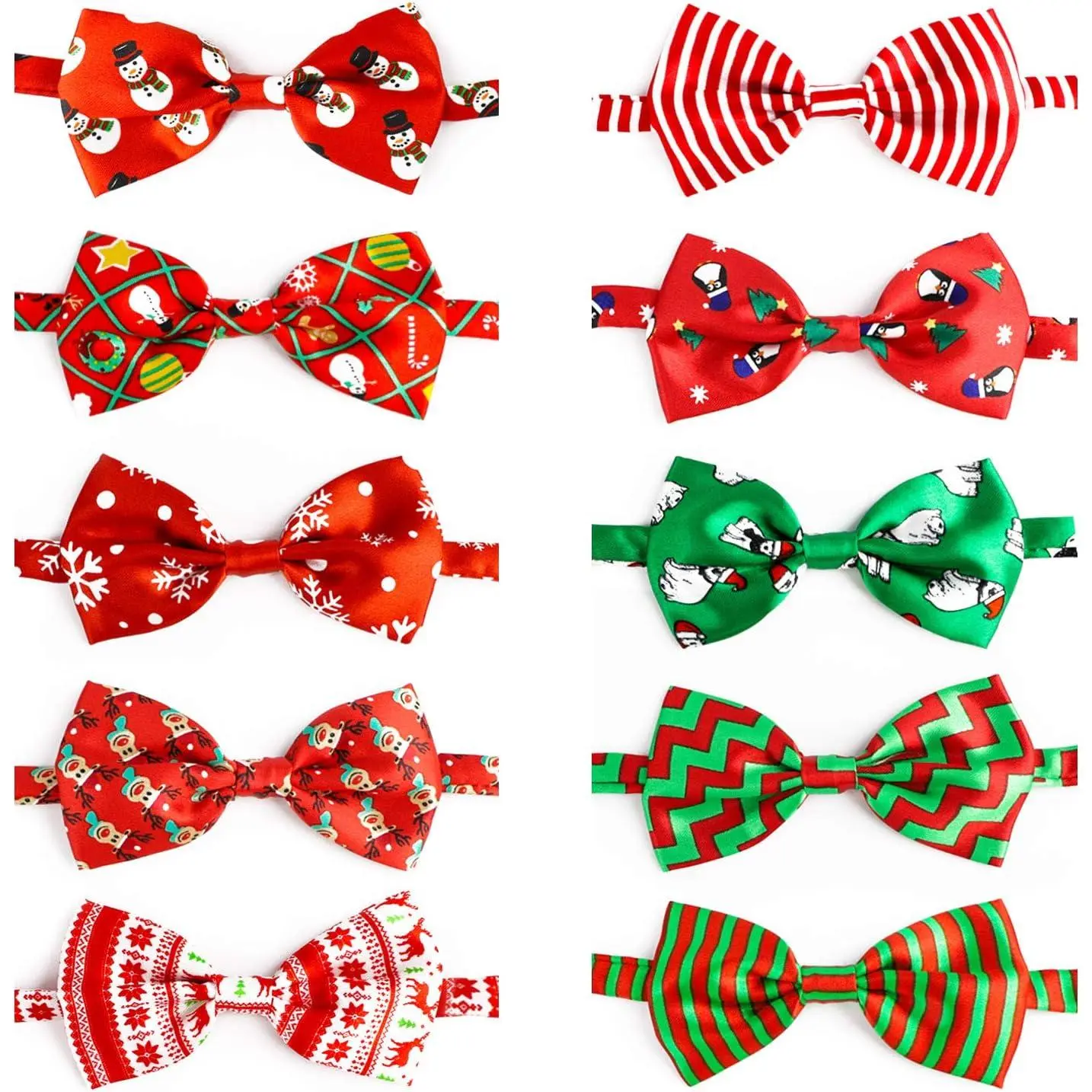 Dog Bows, 10 count Dog Bow Ties, Adjustable Bowties Collar Bowknot, Bulk Pet Dog Grooming Neck Bow for Small Medium Girl Dogs Puppy Cats Christmas New Year Halloween Wedding Holiday Photography