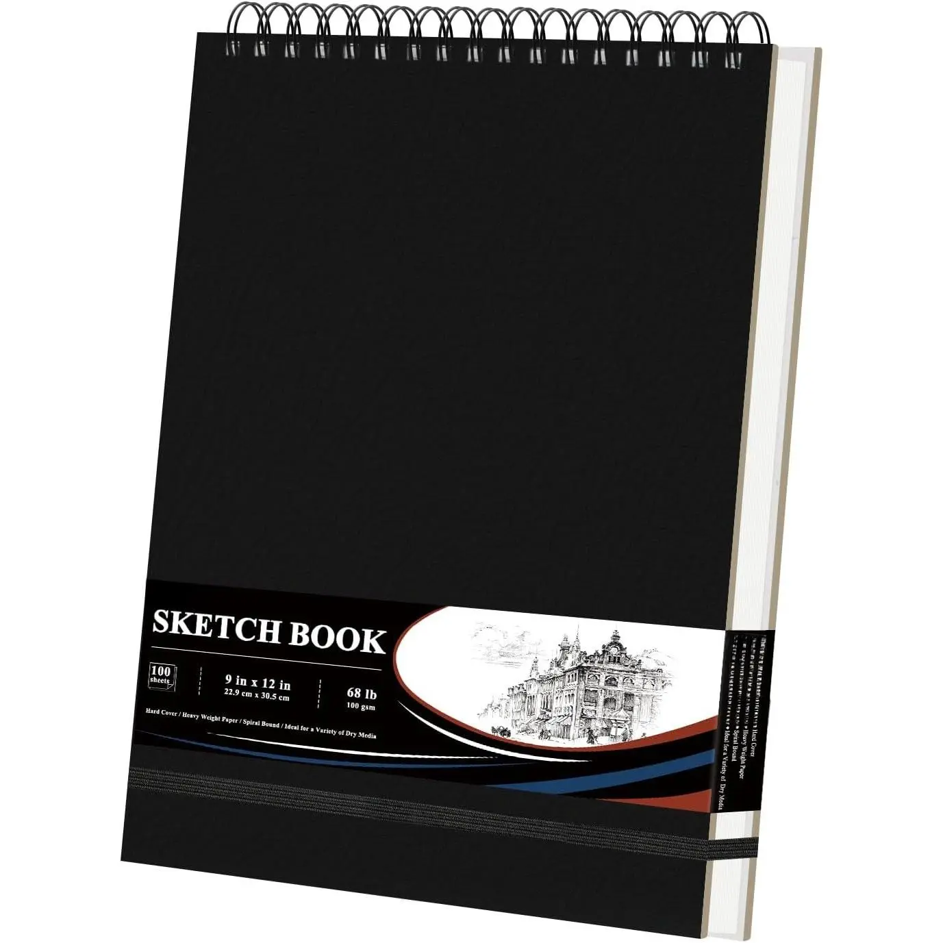 Sketch Book 9x12, Top Spiral Bound Sketchbook,100 Sheets_68lb/100gsm
