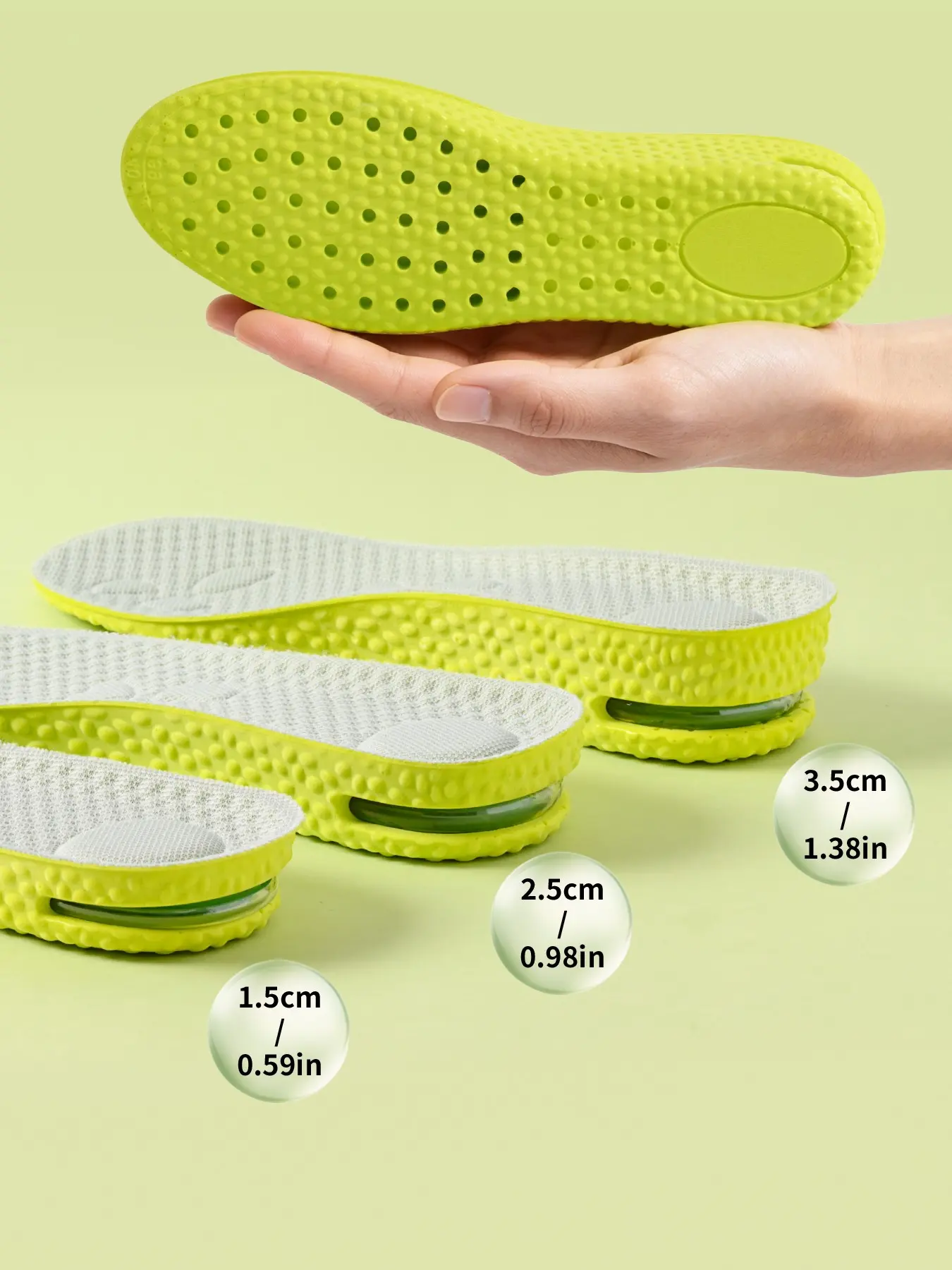 1 Pair Height Increase Shoe Insoles, Air Cushion Elastic Latex Insoles, Shock Absorption Comfortable Height Boost Insoles, Shock Absorbing Insole, Height Booster Insoles