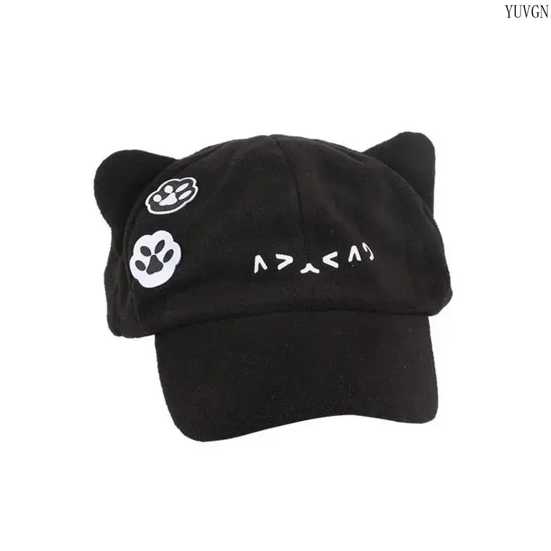 Unisex Cat Ear Baseball Hat - Anti-UV, Lightweight Sport Cap with Character Print Paw Motifs, Adjustable Velcro Design, Fashionable Outdoor Daily Wear, TikTokShopBlackFriday Wool Newsboy Beanie, Animal Ear Cartoon Motif Hats, Anti-Uv Hats