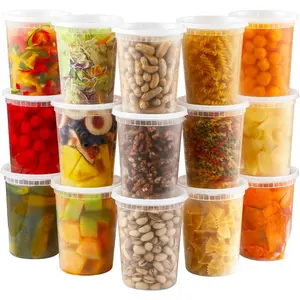20 Sets 32 oz Plastic Deli Food Containers With Lids, Airtight Food Storage Containers, Freezer/Dishwasher/Microwave Safe, Soup Containers For Takeout Meal Prep Storage