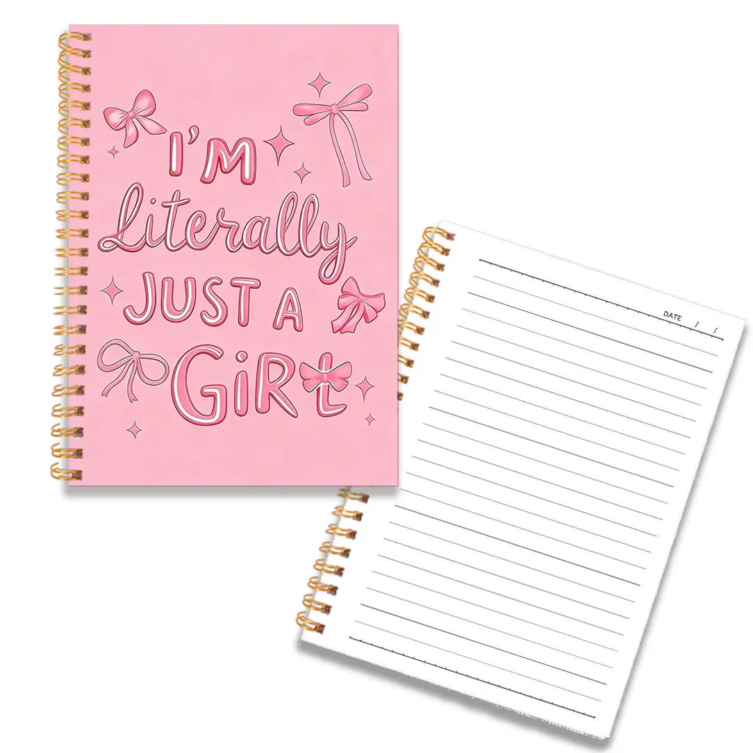 Women's Spiral Notebook, Bowknot Design, 50 Sheets, 5.5x8.3 Inches, Lined Journal, Fashion Gift, School Office Home Use