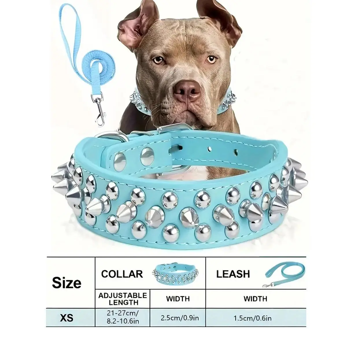 Rivet Dog Collar & Swivel Leash Set, Leash Included, Adjustable Pet Studs Collar, Durable Dog Walking Equipment, Fashionable Pet Walking Essentials, Dog Accessories Tools, Easter Gifts