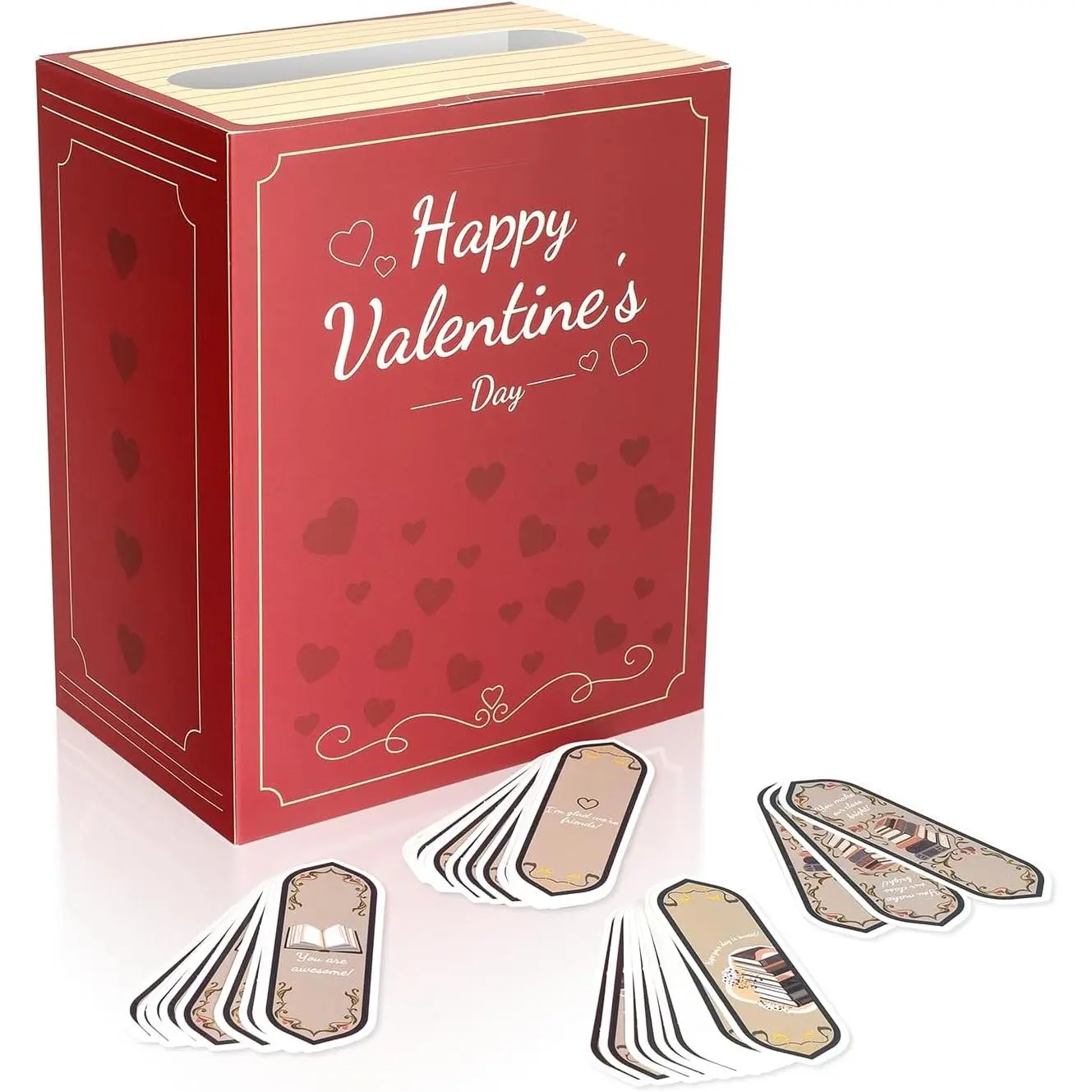 Book Style Valentines Day Cards  Box for  with 35 Valentine Cards, Applicable to Valentines Party Favor  Exchang for