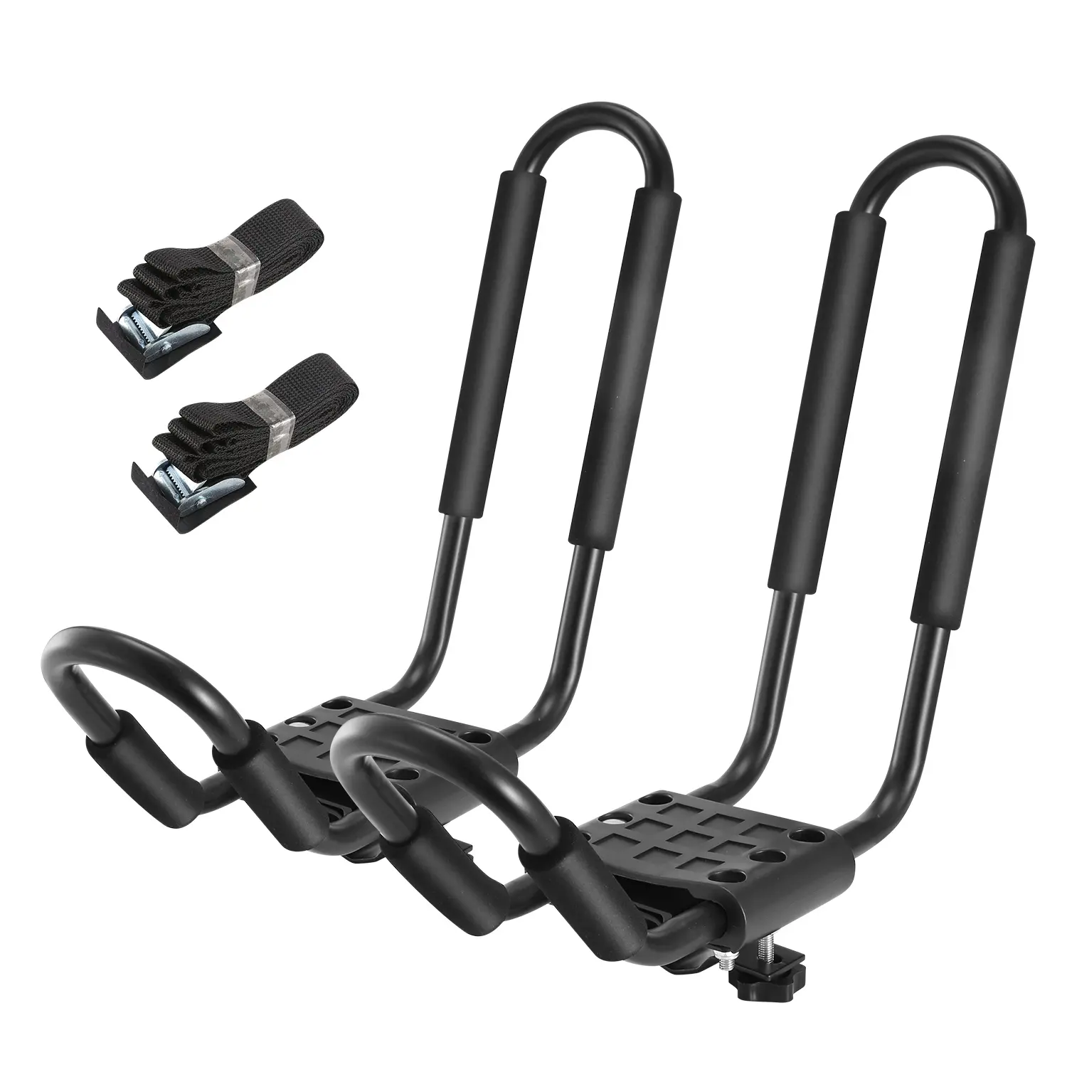 Kayak Carrier J-Bar Shape 1 Pair 220LBS Heavy Duty Roof Mount Rack for Kayaking Universal Car Top Canoe Carrier with 2 Tie Down Straps Kayak Accessories