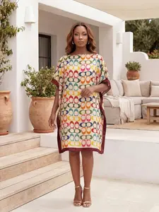 Women's Elegant Full-Body Print Shawl, Long Dress + Headscarf Scarf, Beach Sun Protection, All Seasons, Fitted Style