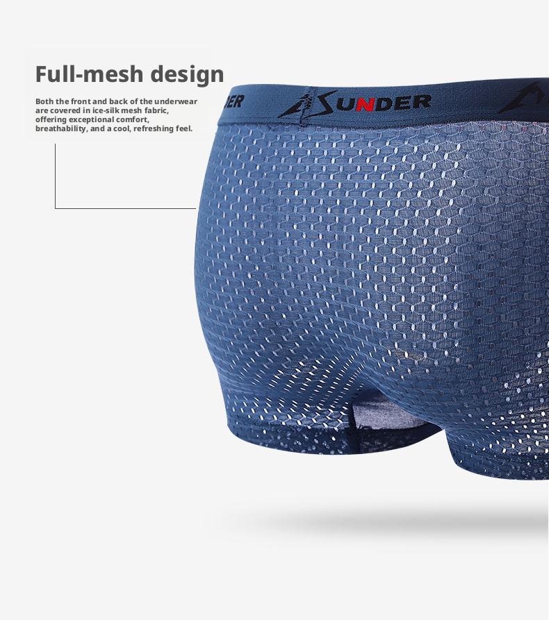 Men's Ice Silk Breathable Mesh Boxer Briefs Ice Silk Bamboo Fiber Moisture Wicking Quick Dry Soft Comfortable Cool Anti Odor Underwear For Summer Daily Wear Workout Gym Sports Casual Hot Weather 4 Pack Multicolor