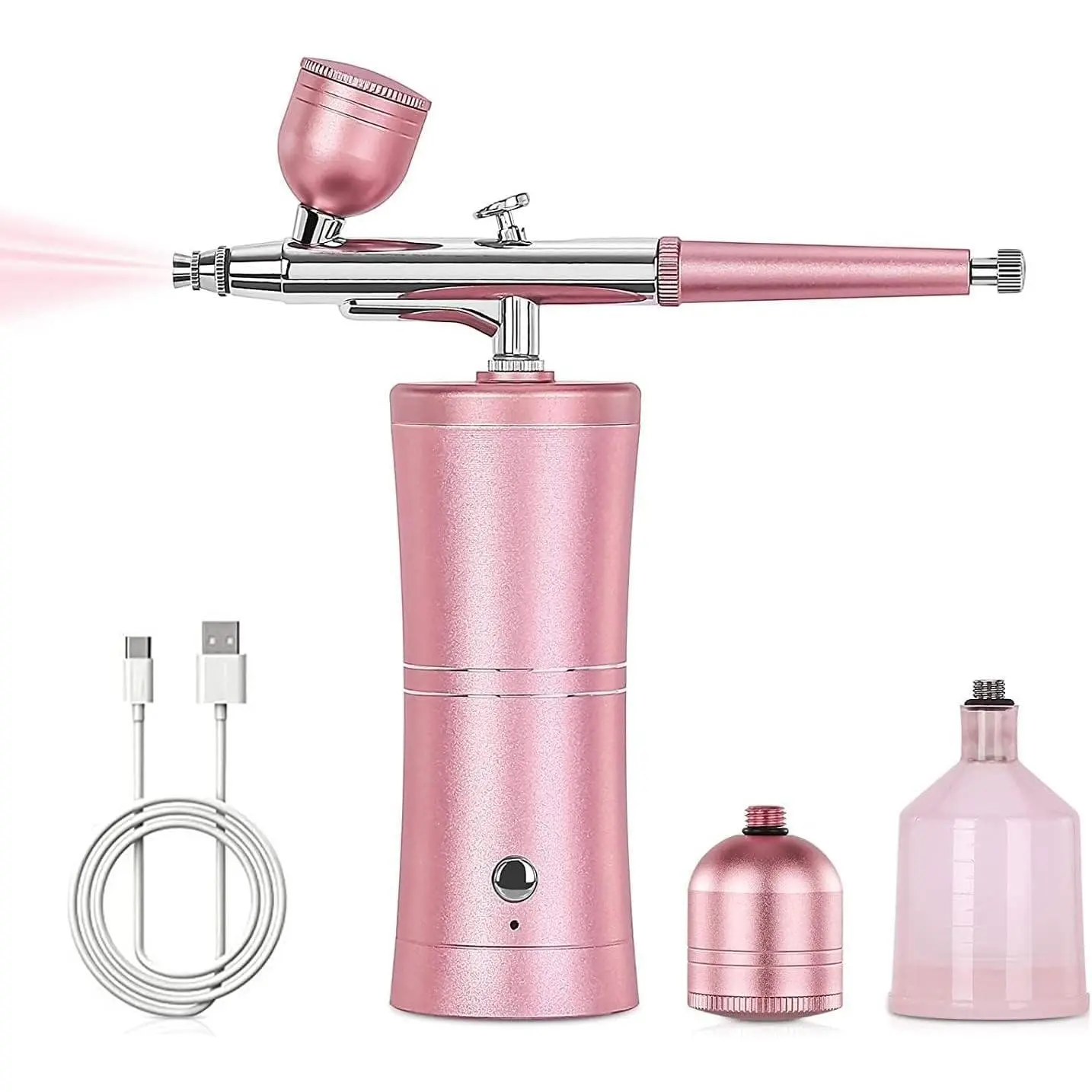 Airbrush Kit with Compressor - 48PSI Rechargeable Cordless Non-Clogging High-Pressure Air Brush Set Nail Machine, Airbrush Gun Set for Nail Art, Cake Decor, Makeup, Barber, Model Painting (PINK)